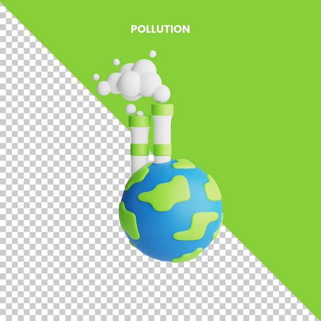 Pollution D'icône 3d Isolée Sur Fond Transparent