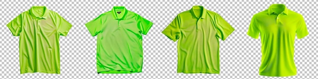 PSD polo deportivo con humedad en verde neón vibrante aislado sobre un fondo transparente