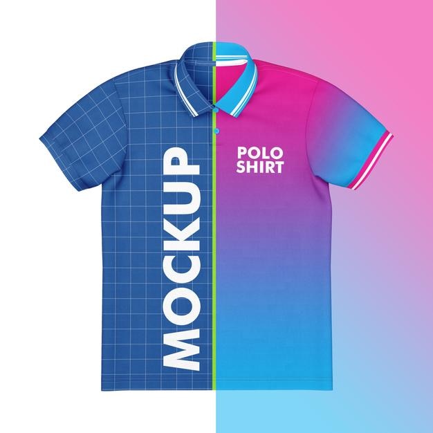 POLO MANICHE CORTE MOCKUP VISTA POSTERIORE