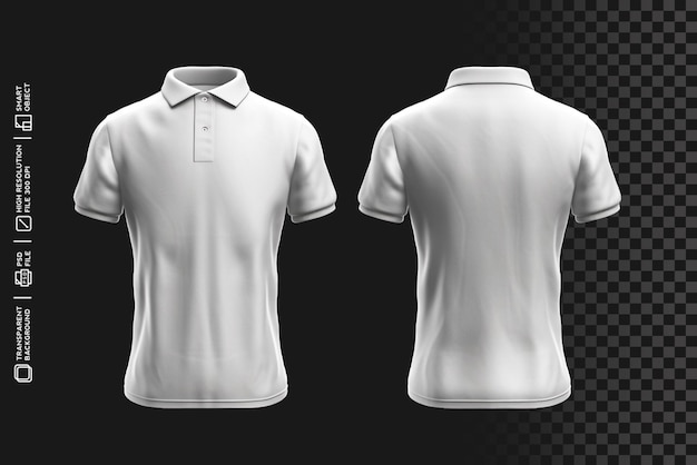 Polo polyvalent TShirt PSD Mockup avant et arrière pour vos créations sans arrière-plan