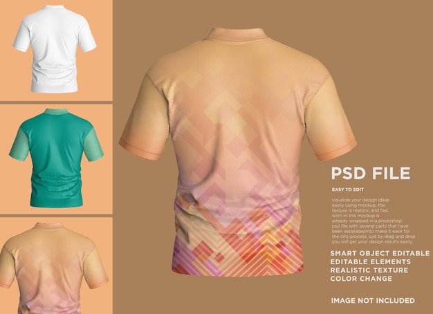 PSD polo t-shirt col v maquette manches courtes