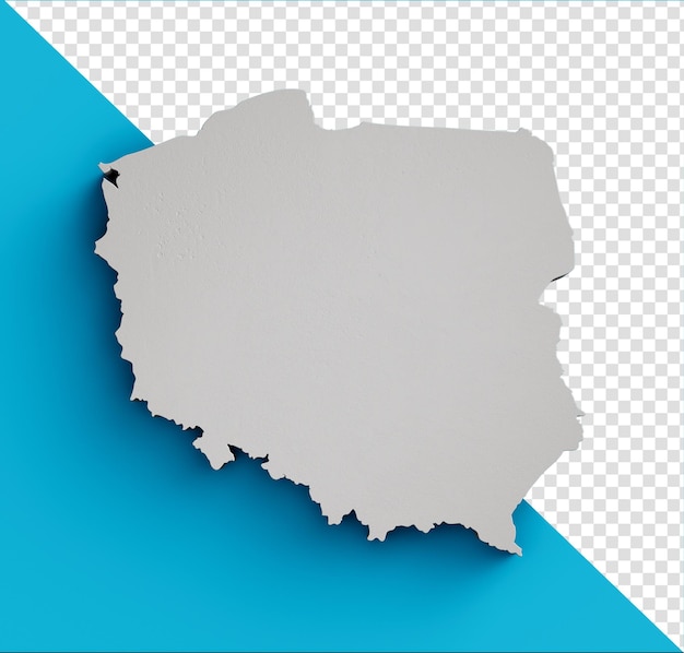 PSD pologne carte topographique 3d géographie cartographie et topologie mer bleu surface illustration 3d