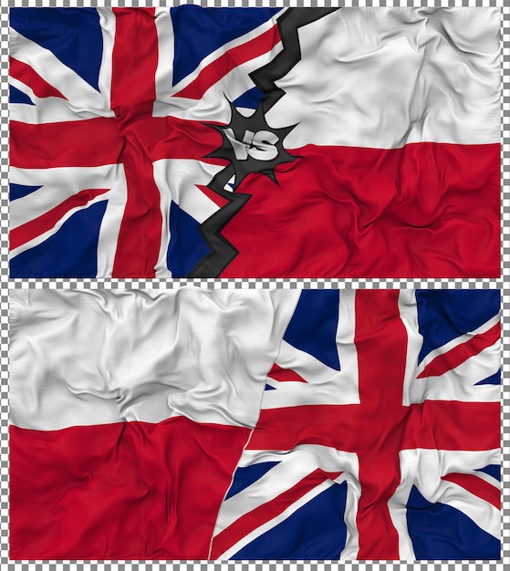 Pologne contre le Royaume-Uni Half Combined Flag Cloth Bump Texture Rendering 3D
