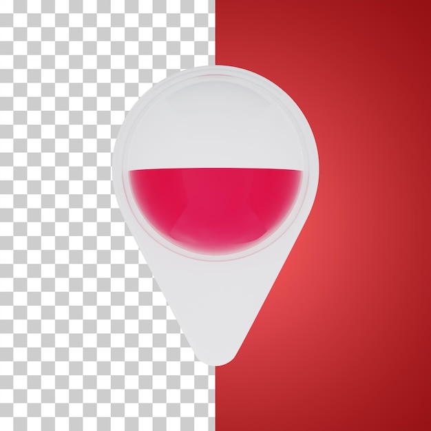 Polonia Bandera Pin Mapa Ubicación Ilustración 3D