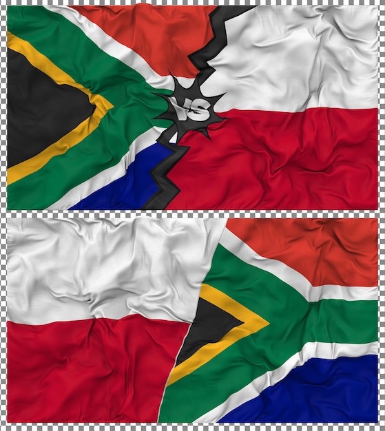 Polonia contra Sudáfrica Media bandera combinada con textura en 3D