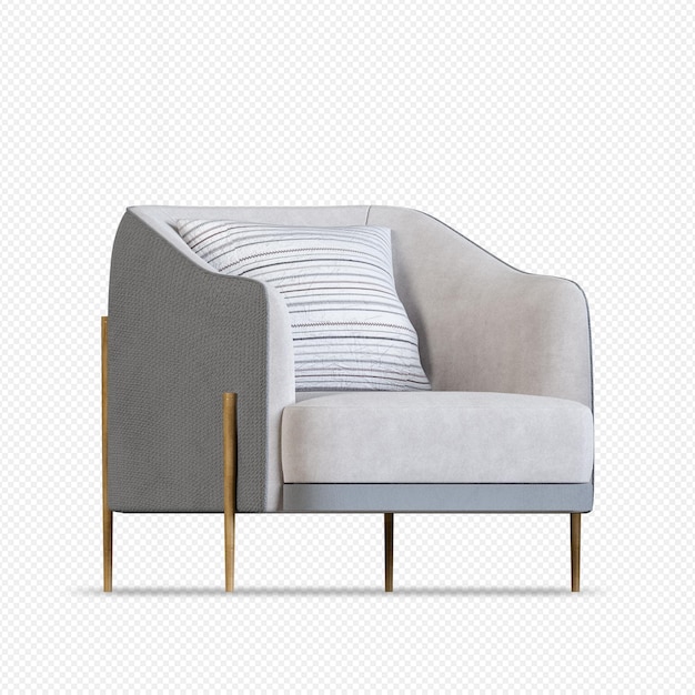 Poltrona moderna nel rendering 3d isolata
