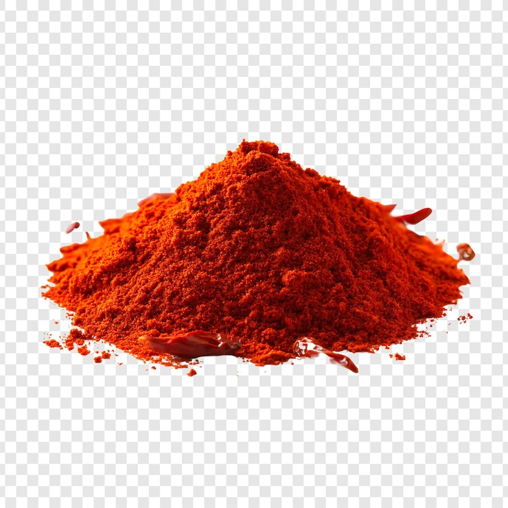 PSD polvere di peperoncino rosso isolata su uno sfondo trasparente