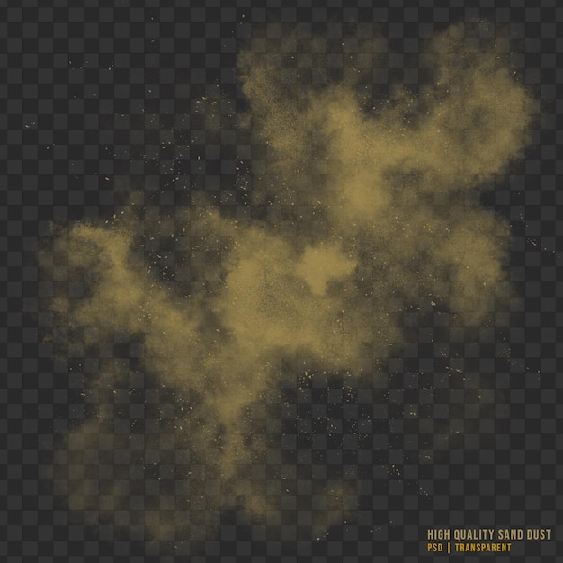 PSD polvo de arena amarilla realista aislado sobre fondo transparente