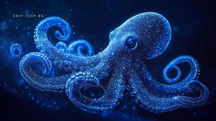 PSD polvo azul brilhante em fundo escuro arte digital