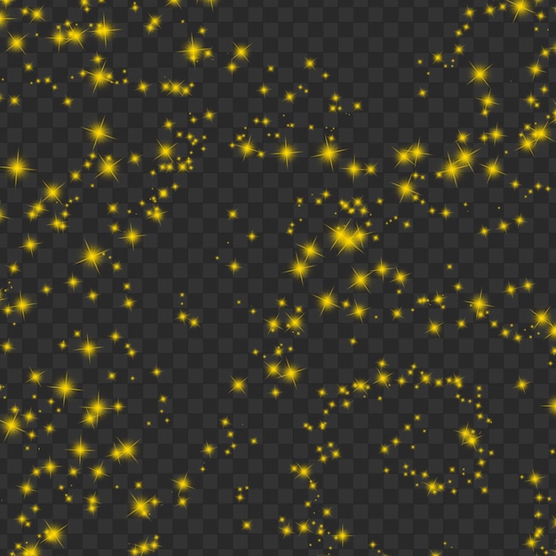 PSD polvo de estrellas amarillas aislado sobre fondo transparente