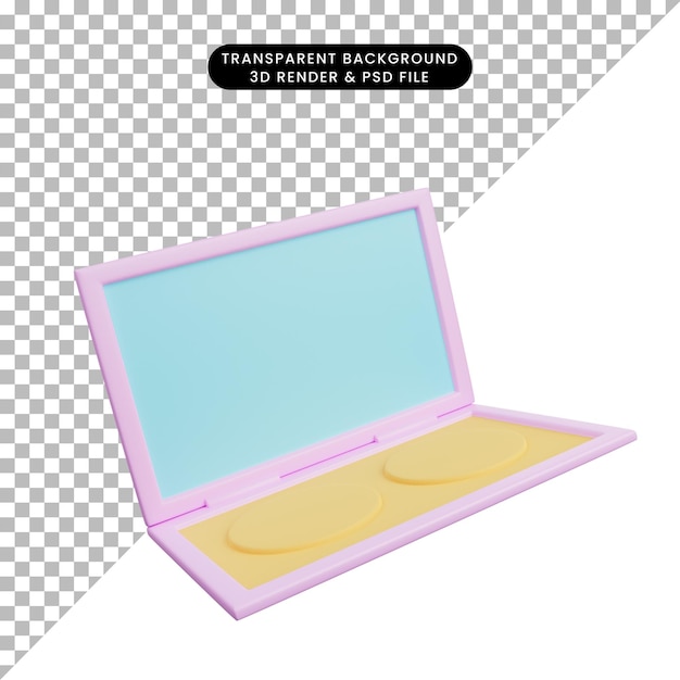 PSD polvo de maquillaje de objeto de belleza de icono simple de ilustración 3d