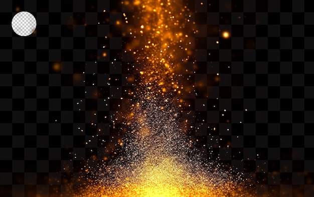 Polvo de oro sobre un fondo transparente