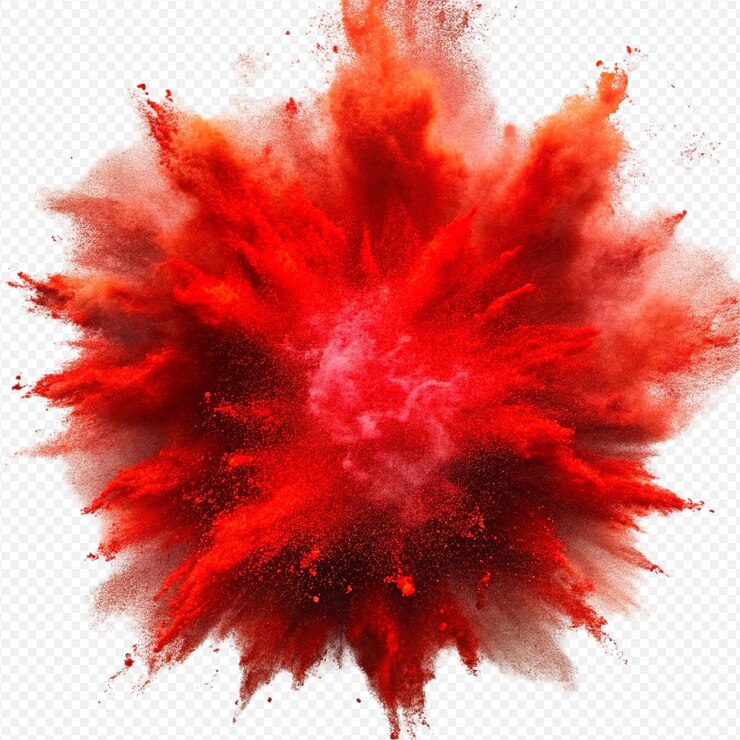 PSD polvo rojo explosivo estallido carmesí vibrante salpicaduras dinámicas de color fotografía de alta velocidad