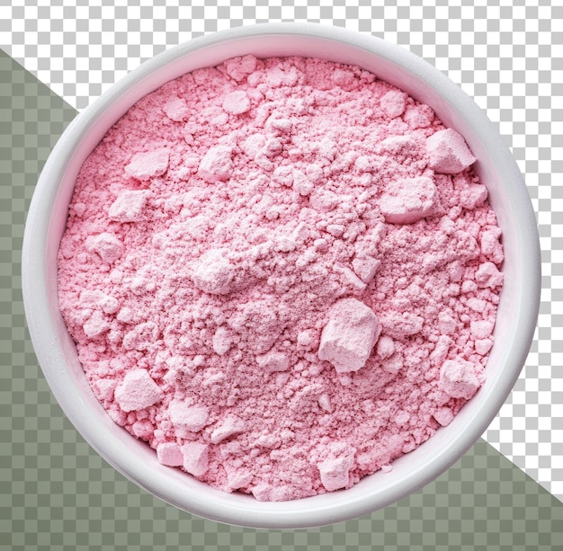 Polvo rosado en un cuenco blanco en superficie brillante cortado png