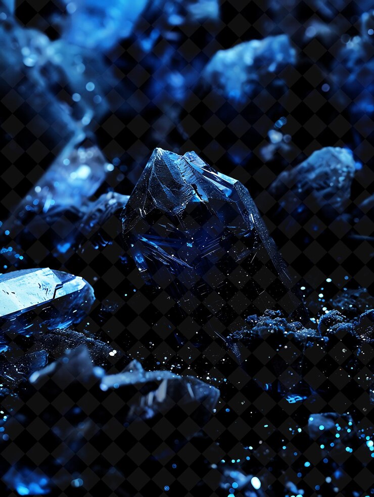 PSD el polvo de sodalita geométrico con el polvo brillante azul el polvo geométrica pat el color de neón mágico en fondo oscuro