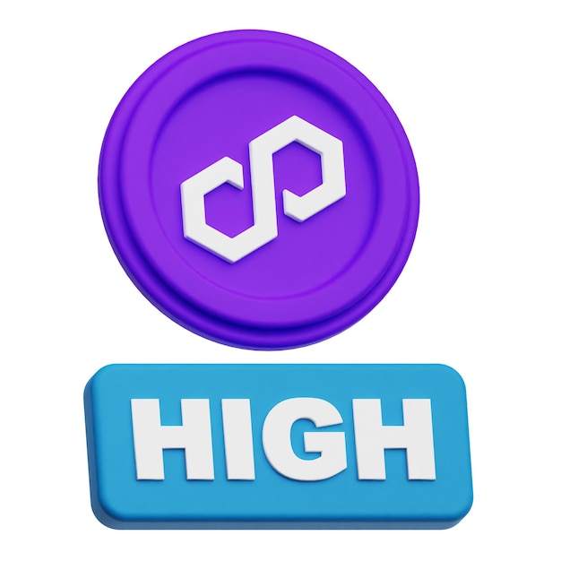Polygon-Crypto-Token 3D-Symbol isoliert auf weißem Hintergrund