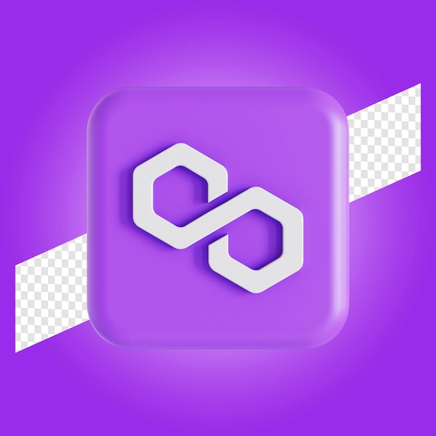Polygon-Token-Kryptowährungssymbol-Logo 3D-Illustration