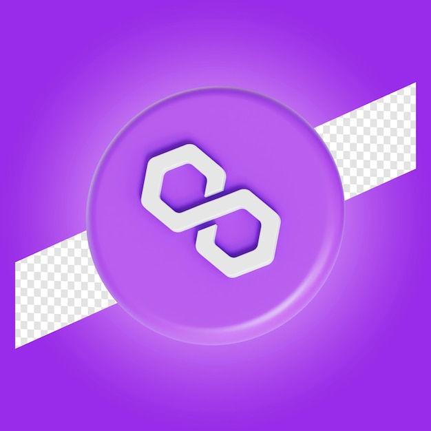 Polygon-Token-Kryptowährungssymbol-Logo 3D-Illustration