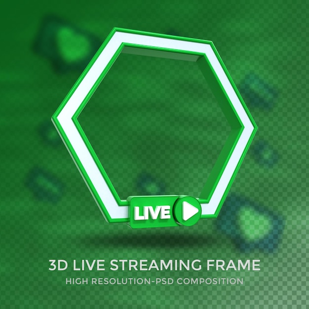 Polygonprofil 3d-rahmen für live-streaming in sozialen medien