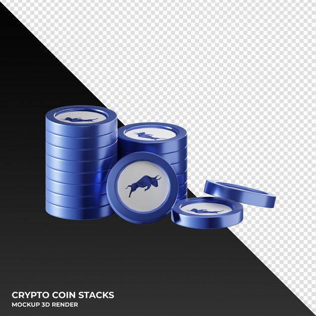 Polymath POLY coin stacks cryptocurrency 3D Render ilustración