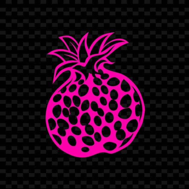 PSD pomegranate png avec silhouette de marmotte et design simplifié avec contour de feuilles animales et tropicales