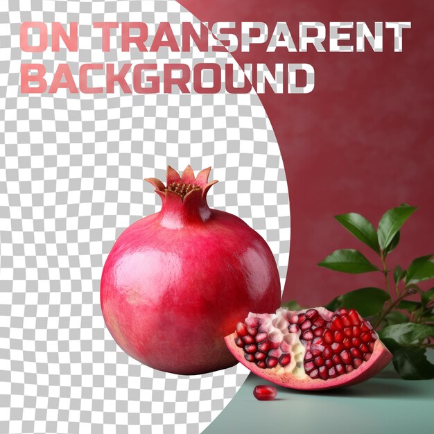 PSD a pomegranate with a red background with a picture of pomegranates and pomegranates