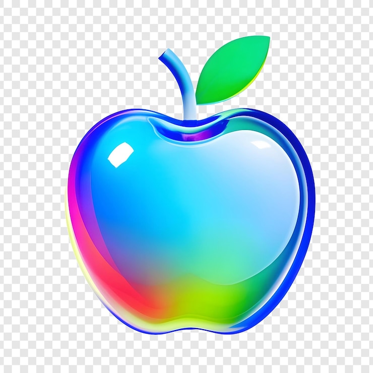 PSD une pomme colorée avec une feuille verte dessus
