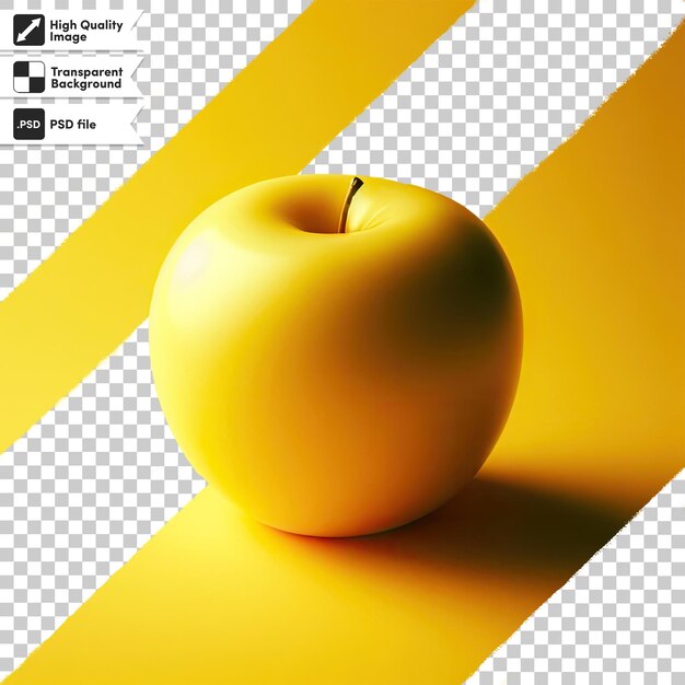 PSD pomme jaune psd avec feuille sur fond transparent