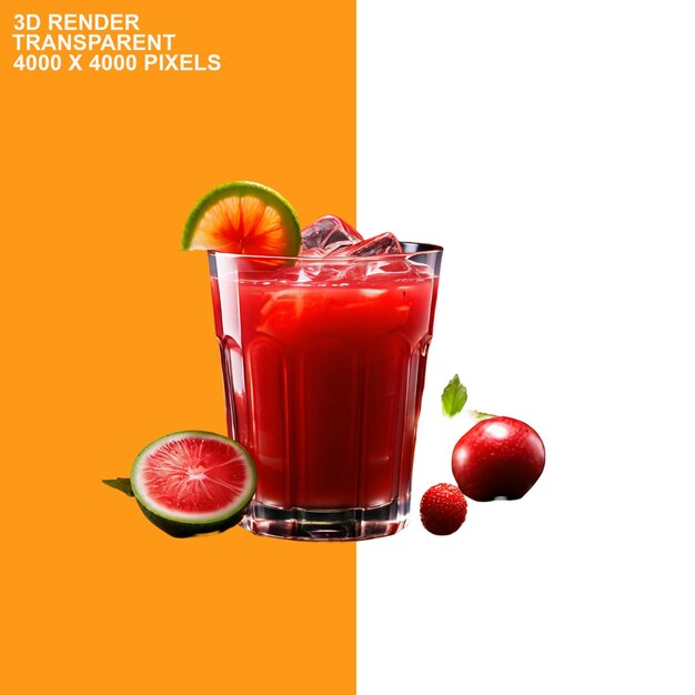 PSD pomme mango et un verre de jus de pomme