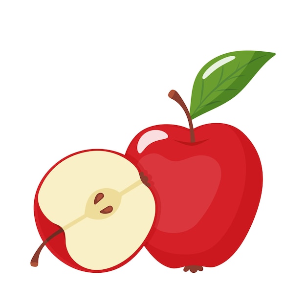 PSD une pomme mûre avec une tranche.