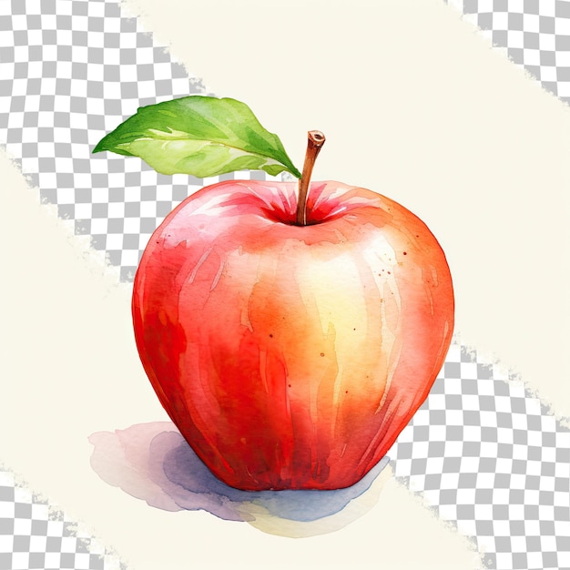 PSD pomme peinte à l'aquarelle sur fond transparent