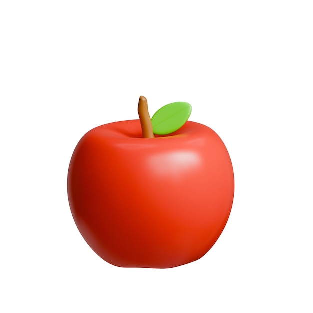 une pomme rouge avec une feuille verte dessus