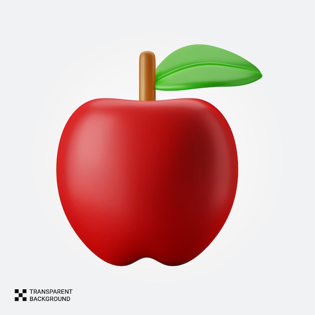 Pomme rouge avec feuille verte rendu en 3D