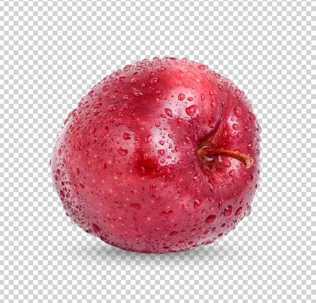 Pomme Rouge Avec Des Gouttes Isolées Psd Premium