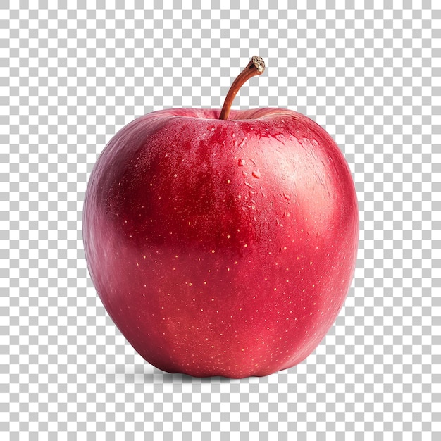 PSD pomme rouge isolée sur fond blanc avec des gouttes d'eau png transparente avec ombre