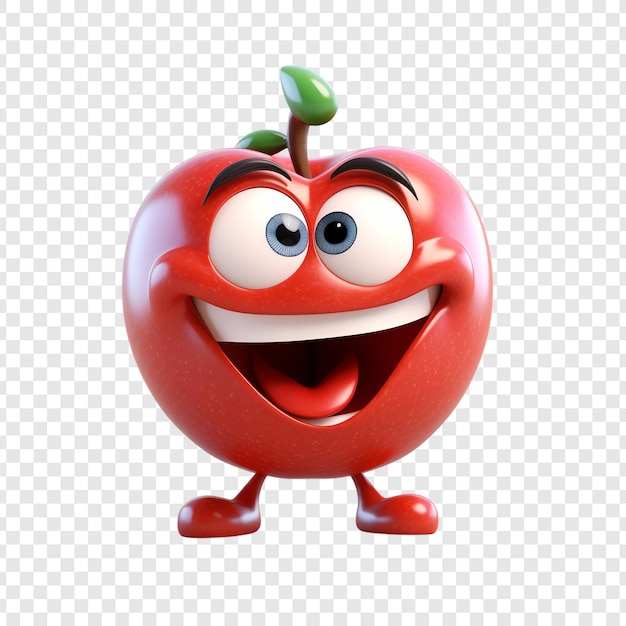 PSD une pomme rouge avec un sourire et un sourire