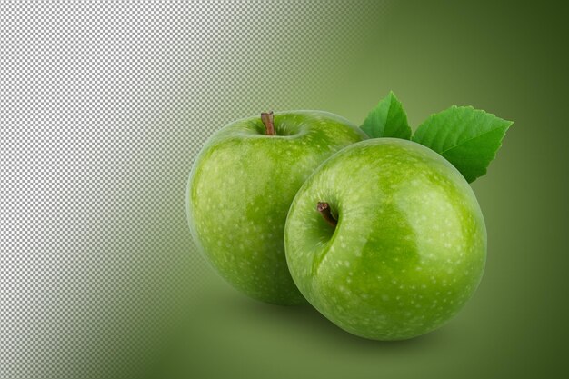 Pomme verte fraîche isolée sur fond vert.