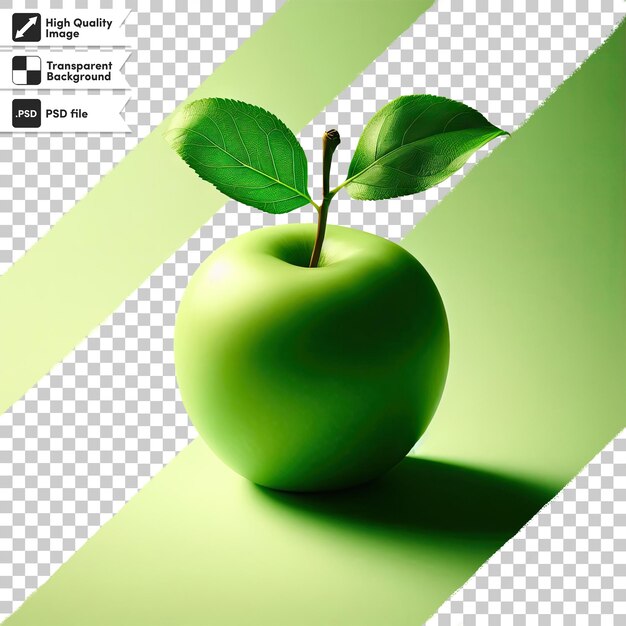 PSD pomme verte psd avec feuille sur fond transparent