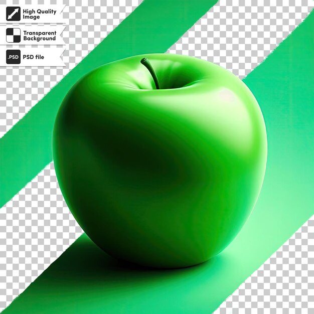 PSD pomme verte psd avec des feuilles sur fond transparent