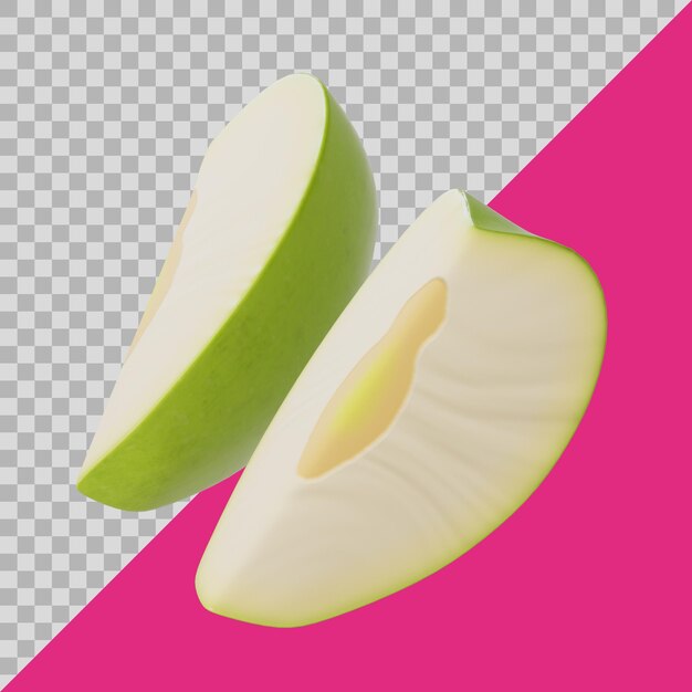 Pomme Verte Tranchée Stylisée 3d