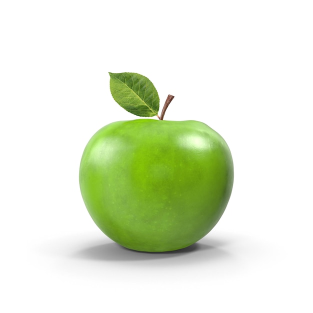 Une pomme verte vibrante avec une feuille