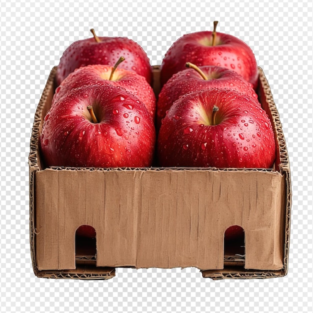 Pommes Dans Une Boîte En Carton Isolées Sur Un Fond Transparent Pomme Rouge Png Générative Ai