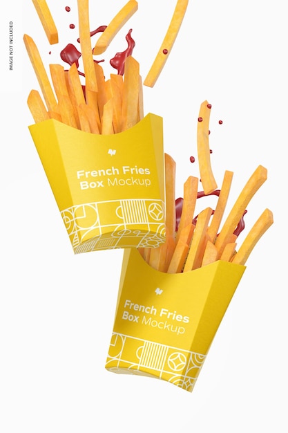 Pommes Frites Box Mockup, Falling