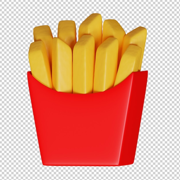 Pommes Frites in 3D-Illustration