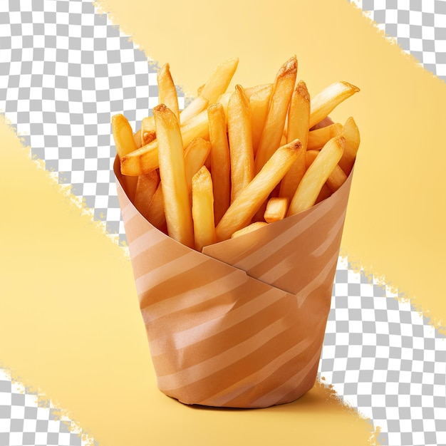 PSD pommes frites in handwerkspapier auf durchsichtigem hintergrund gewickelt