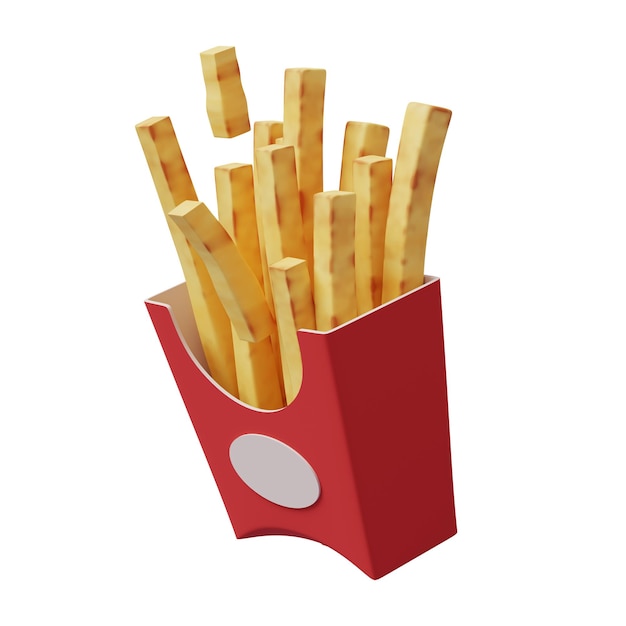 Pommes Frites und Kartoffelchips in einer roten Papierkiste