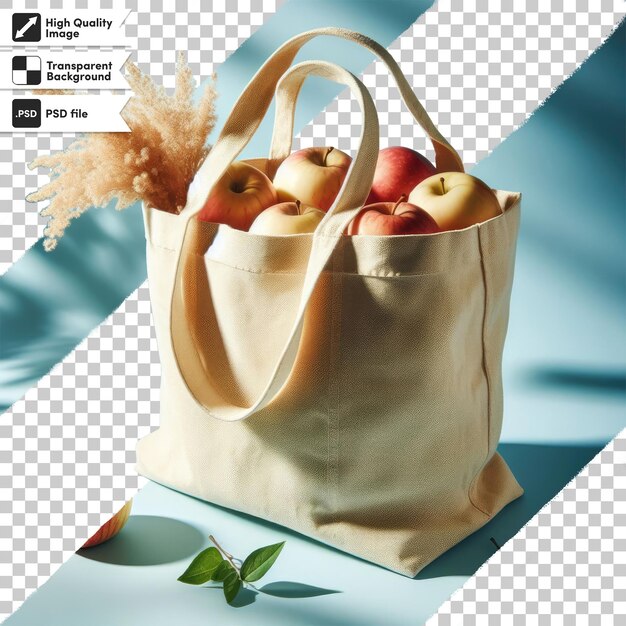 PSD des pommes psd dans un sac sur un fond transparent