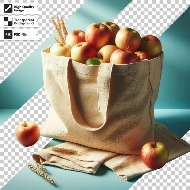 PSD des pommes psd dans un sac sur un fond transparent