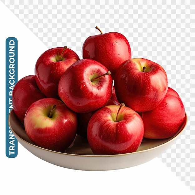 Pommes Rouges Fraîches Dans Un Plat Blanc Psd Transparent