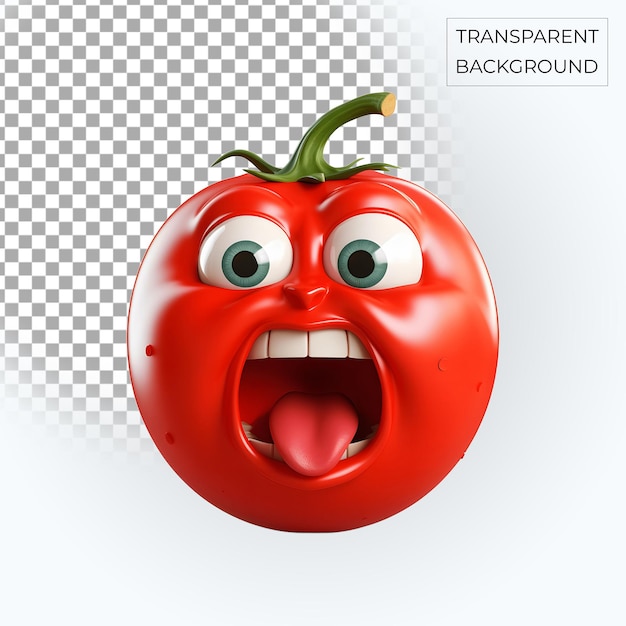 pomodoro rosso 3d emoji arrabbiato sfondo trasparente PSD gratuito